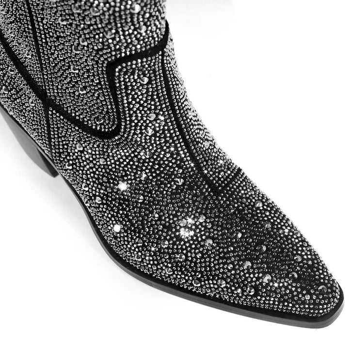 Bota Cano Baixo Com Apliques Preta- Poderosa