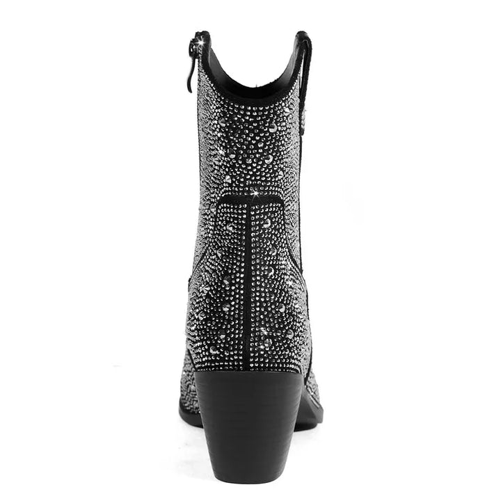 Bota Cano Baixo Com Apliques Preta- Poderosa