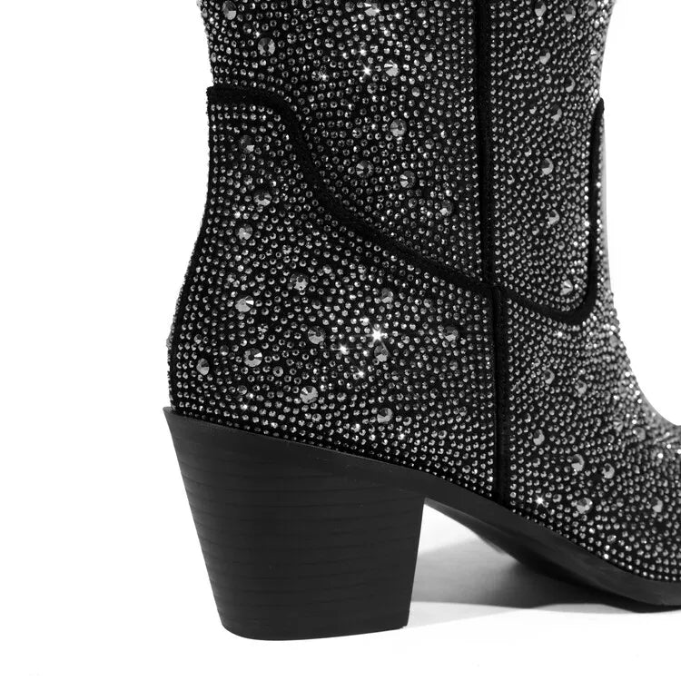 Bota Cano Baixo Com Apliques Preta- Poderosa