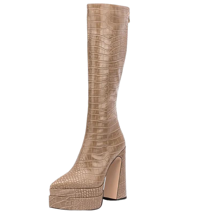 Bota Plataforma Cano Longo Croco
