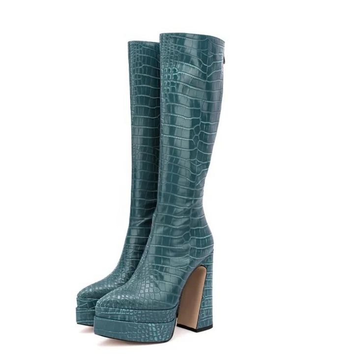 Bota Plataforma Cano Longo Croco