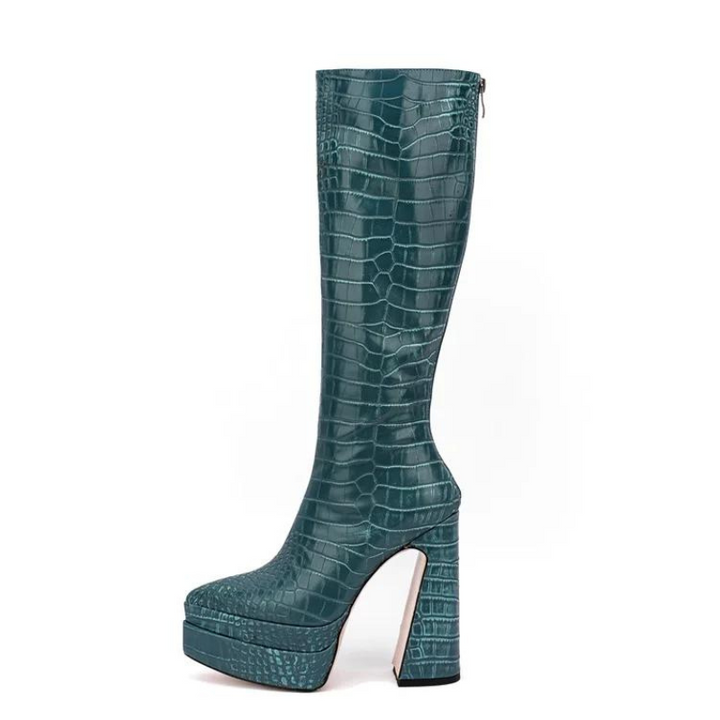 Bota Plataforma Cano Longo Croco