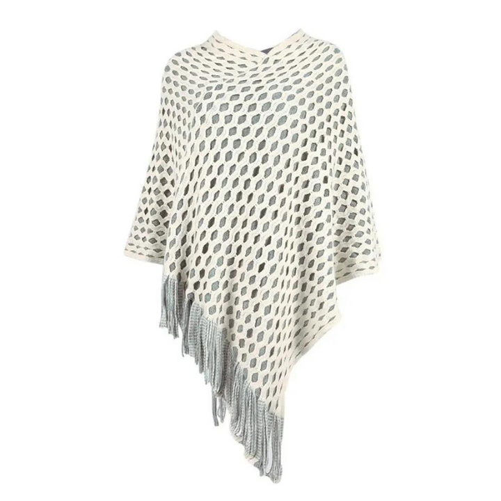 Poncho Tricot Com Franjas