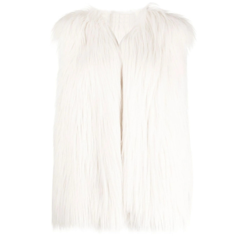 Colete Feminino Branco de Pelo Sintético