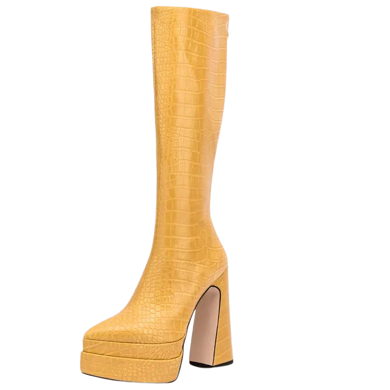 Bota Plataforma Cano Longo Croco