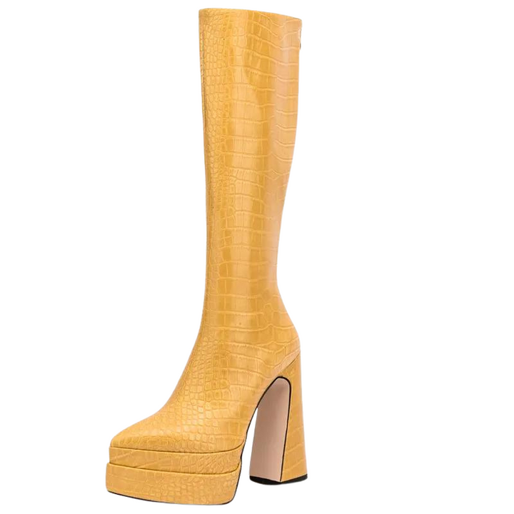 Bota Plataforma Cano Longo Croco