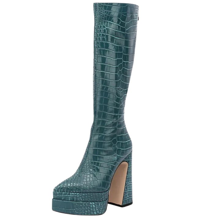 Bota Plataforma Cano Longo Croco