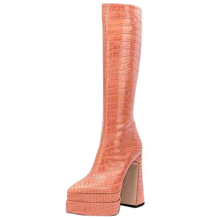 Bota Plataforma Cano Longo Croco