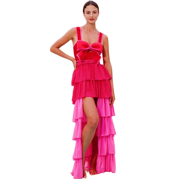 Maiô Vermelho Com Laço Pink Contrastante
