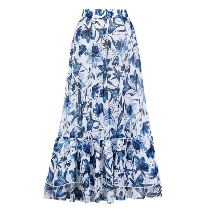 Maiô Com Babados Azul Floral