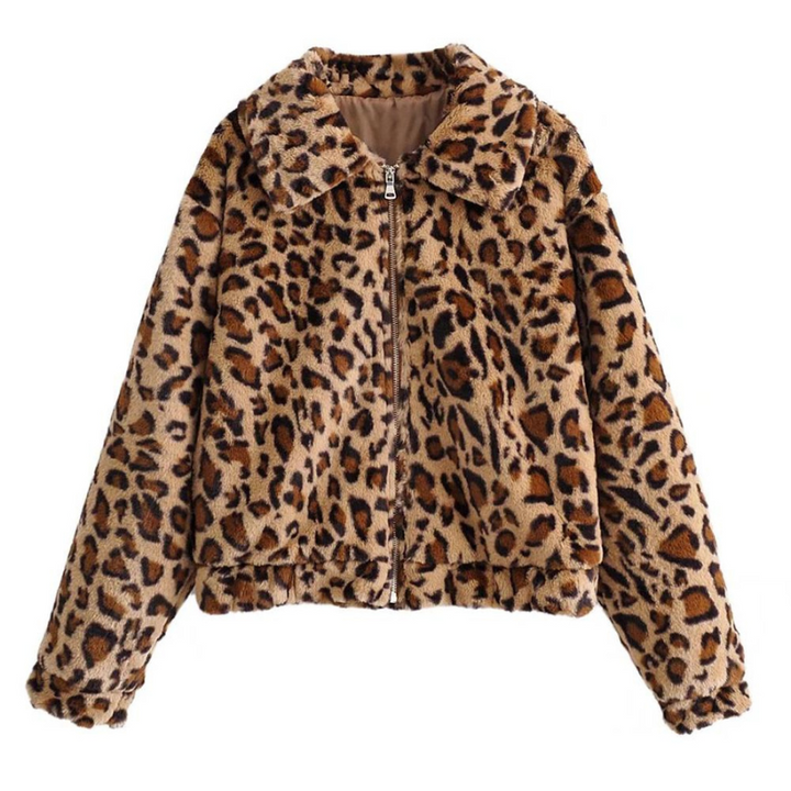 Jaqueta Pelúcia Animal Print Leopardo