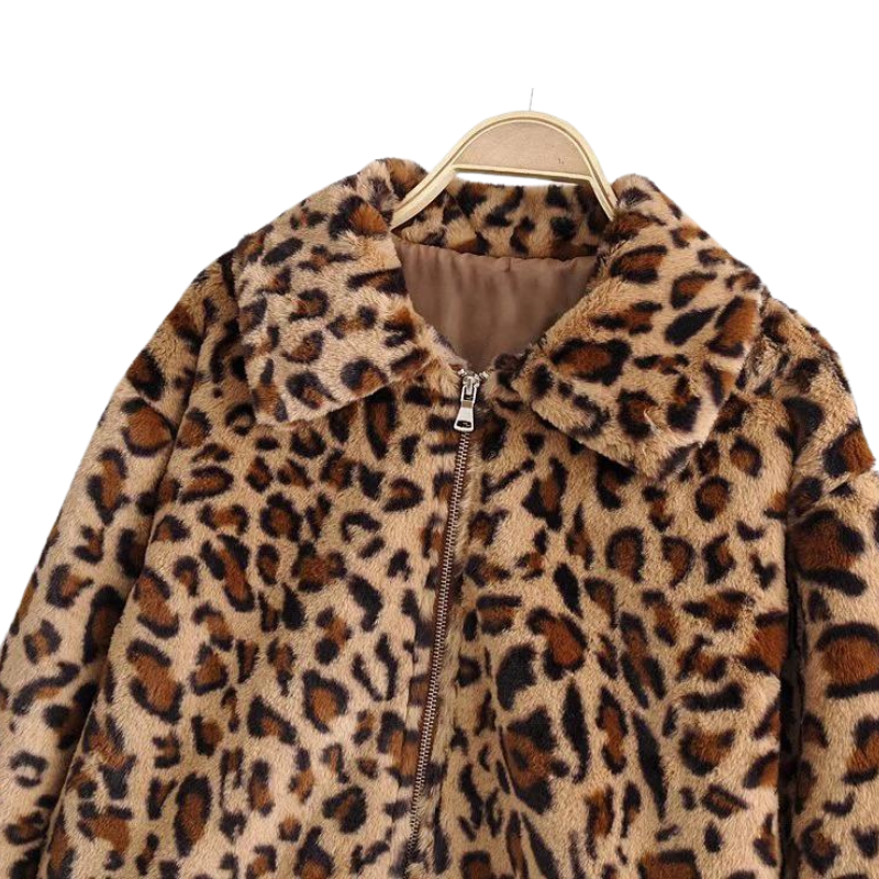 Jaqueta Pelúcia Animal Print Leopardo
