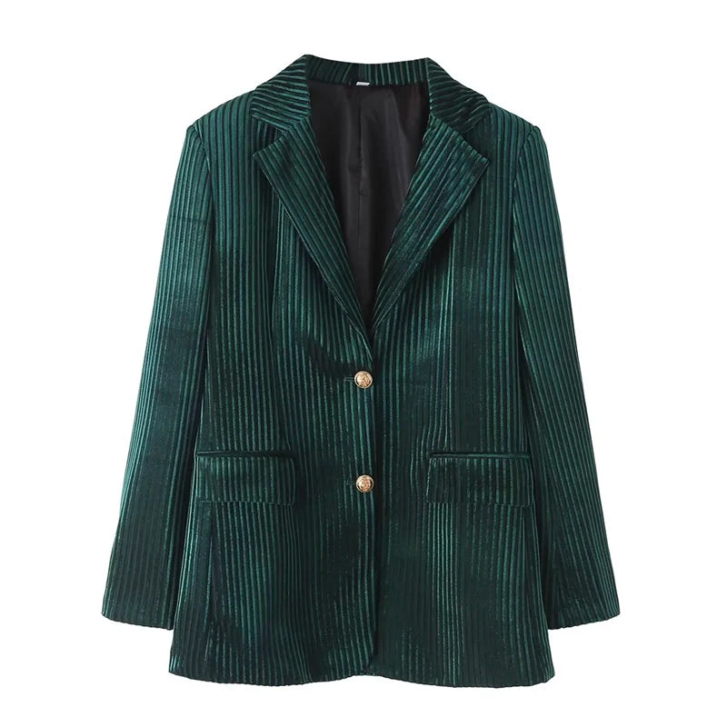 Blazer Veludo Canelado Verde Esmeralda - Poderosa