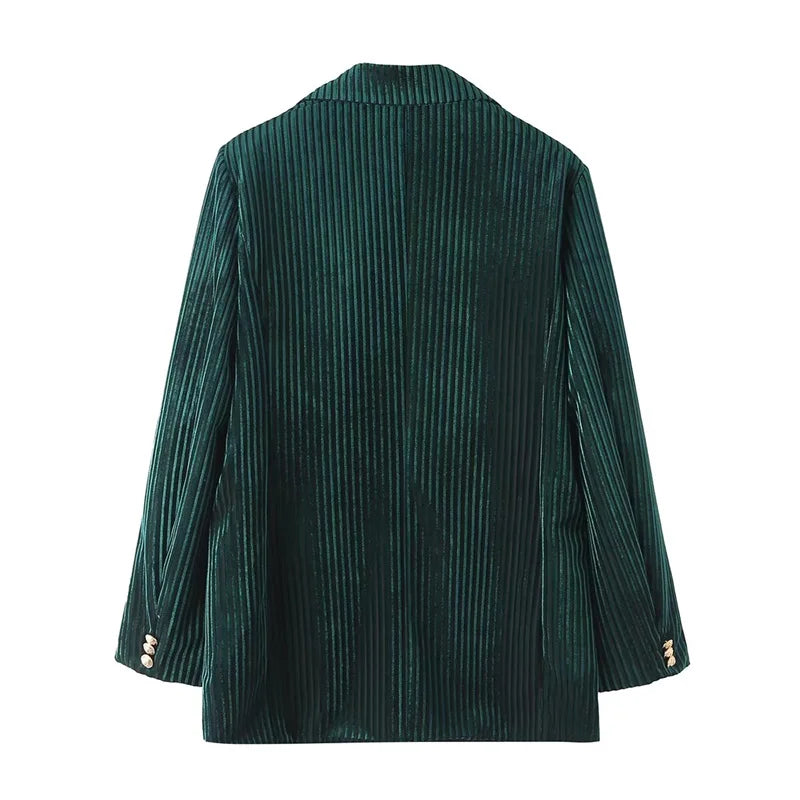 Blazer Veludo Canelado Verde Esmeralda - Poderosa