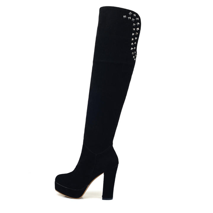 Bota Over The Knee Salto Grosso Rebites