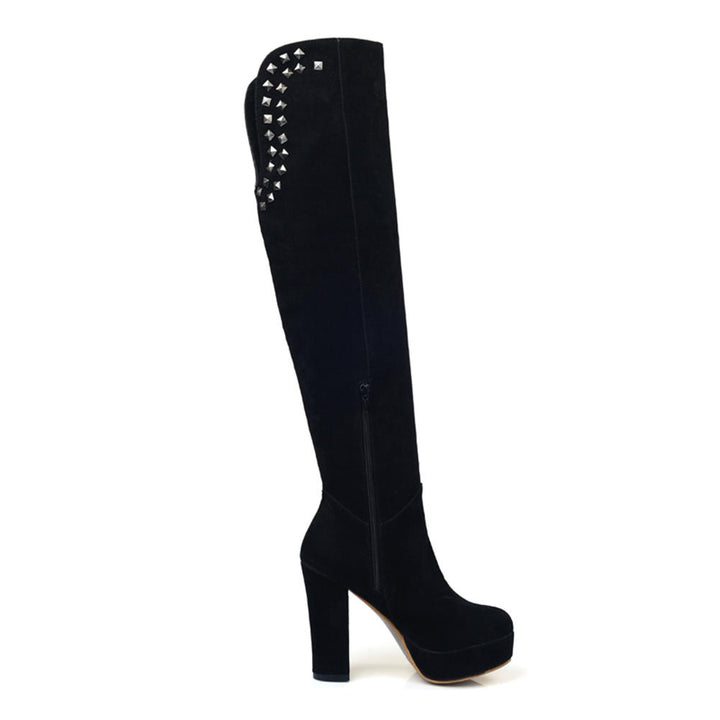 Bota Over The Knee Salto Grosso Rebites