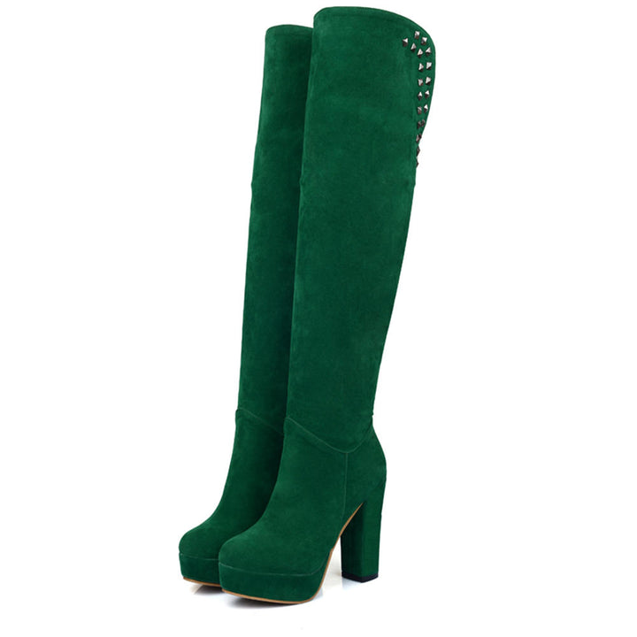 Bota Over The Knee Salto Grosso Rebites