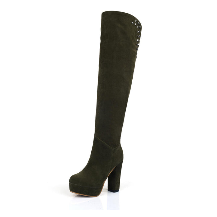 Bota Over The Knee Salto Grosso Rebites