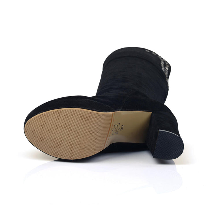 Bota Over The Knee Salto Grosso Rebites