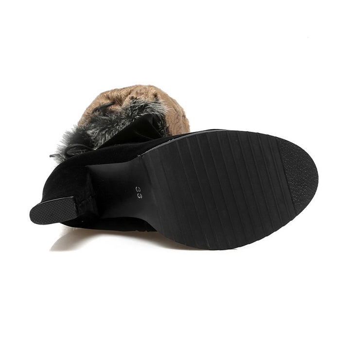 Bota Cano Alto Pelúcia Preta