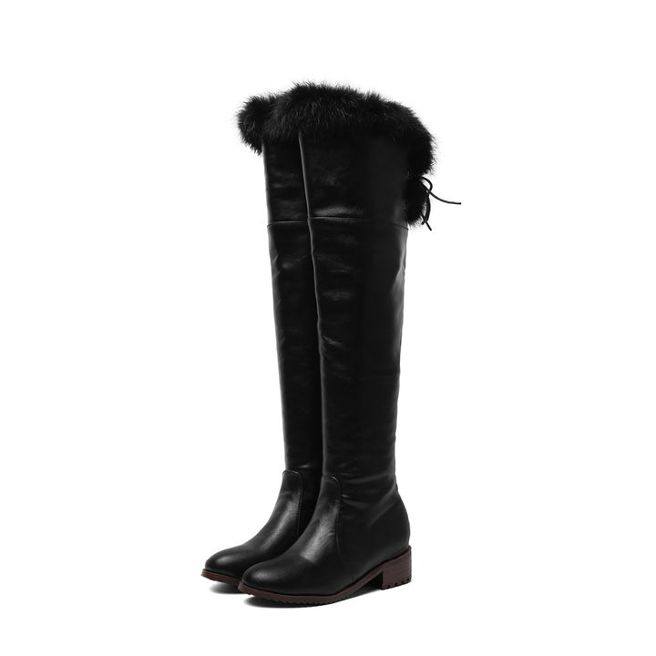 Bota Over The Knee Salto Baixo Pelos