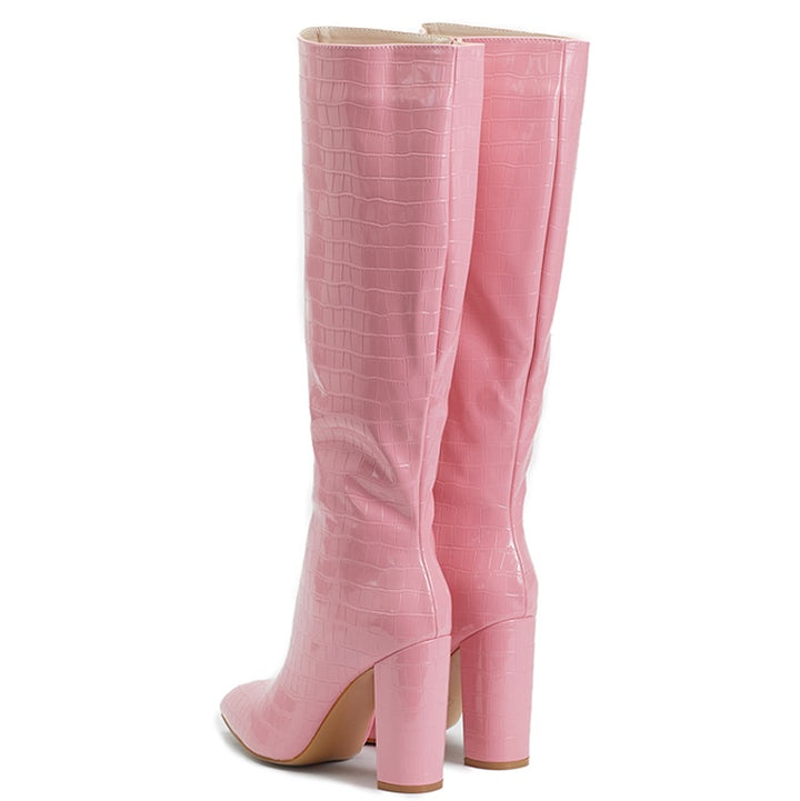 Bota Cano Longo Croco Salto Bloco