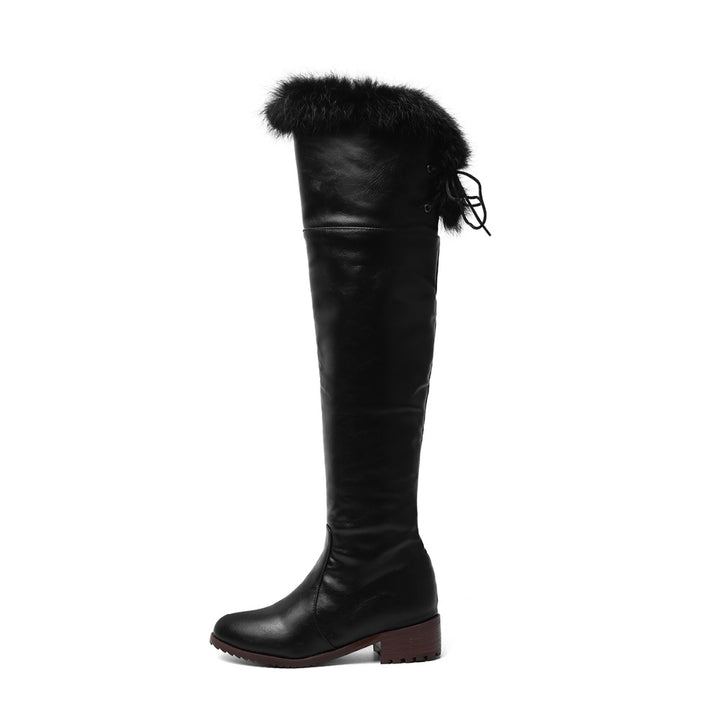 Bota Over The Knee Salto Baixo Pelos