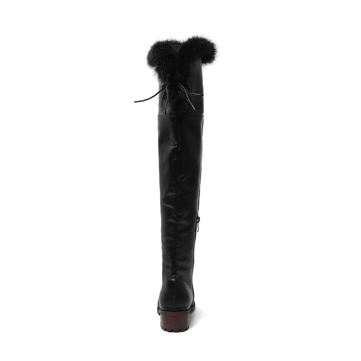 Bota Over The Knee Salto Baixo Pelos