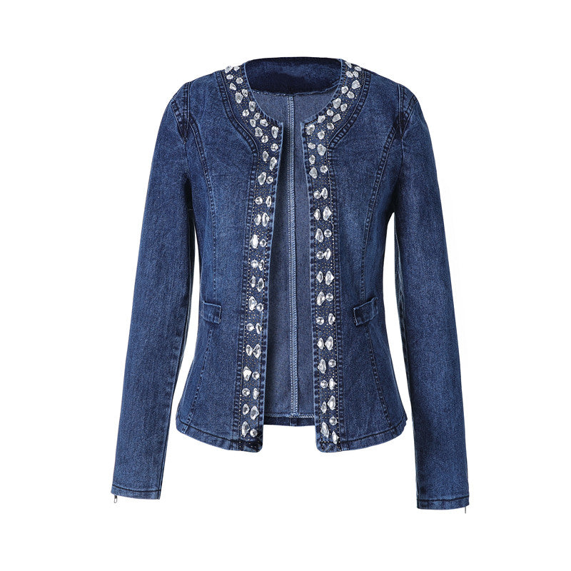 Jaqueta Jeans Feminina Detalhe Cristais