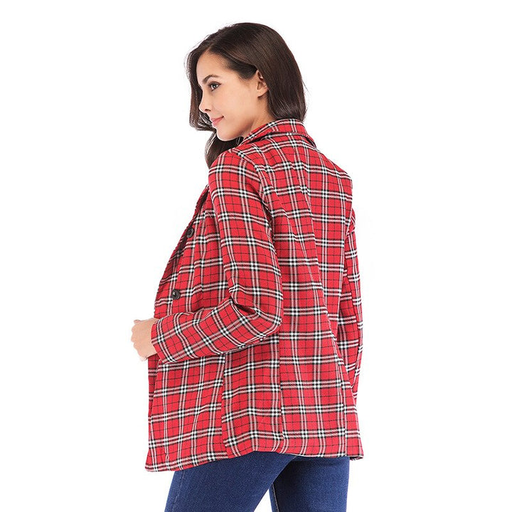 Blazer Xadrez Abotoamento Vermelho