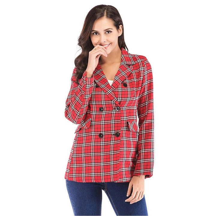 Blazer Xadrez Abotoamento Vermelho