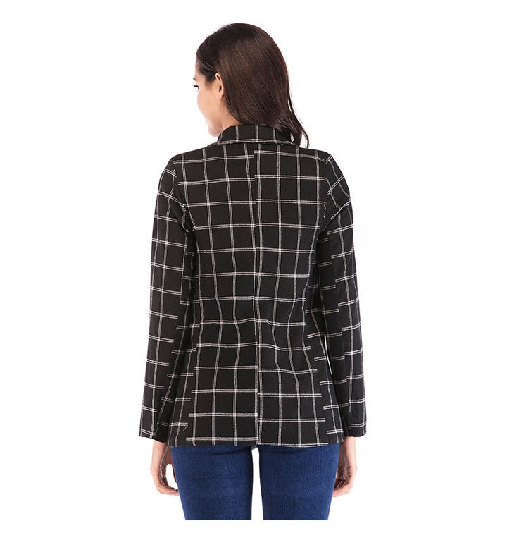 Blazer Xadrez Abotoamento Preto