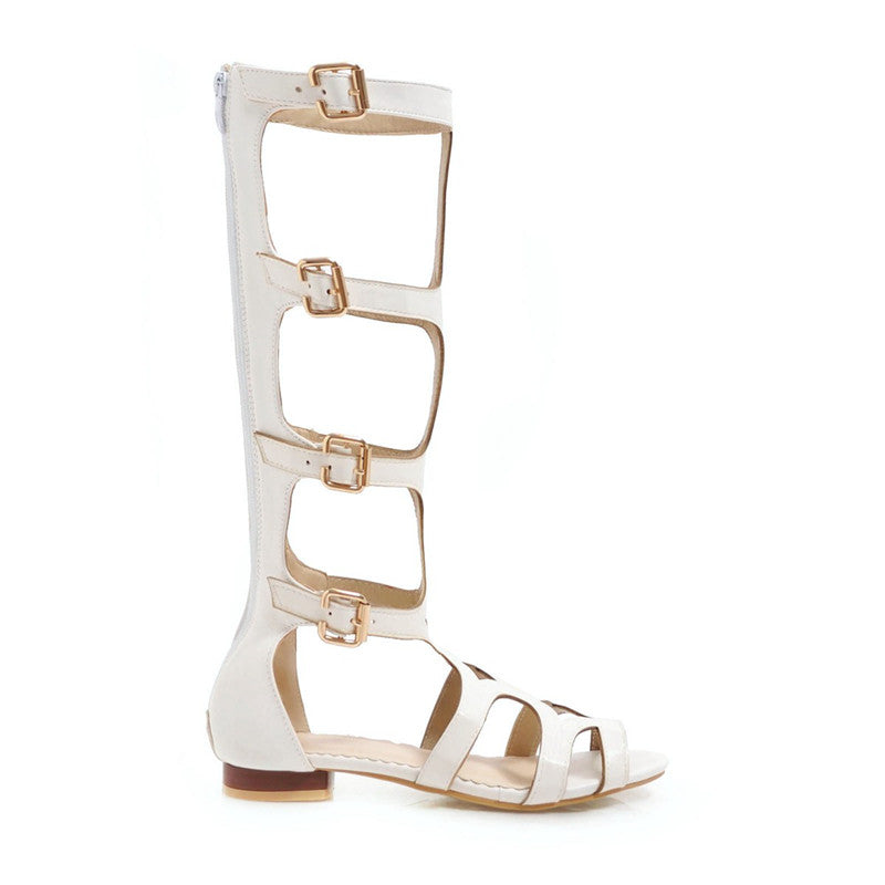Rasteira Gladiadora Com Fivelas Branco
