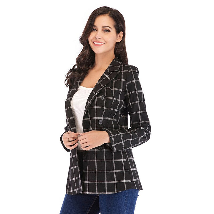 Blazer Xadrez Abotoamento Preto