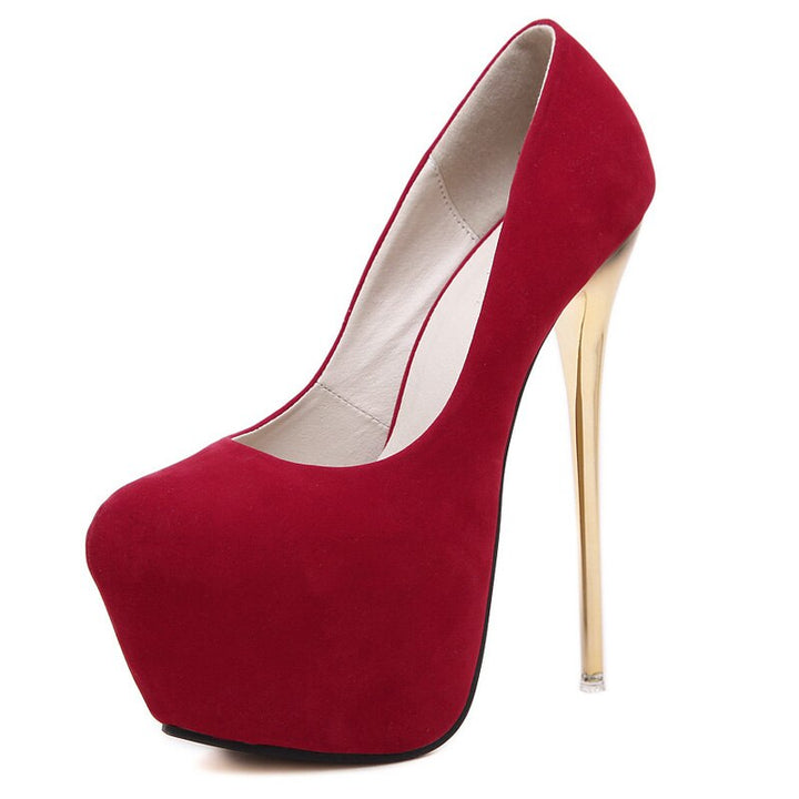 Scarpin Veludo Salto Dourado
