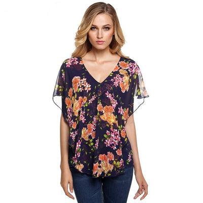 BLUSA FEMININA EM CHIFFON FLORAL - PODEROSA SHOP