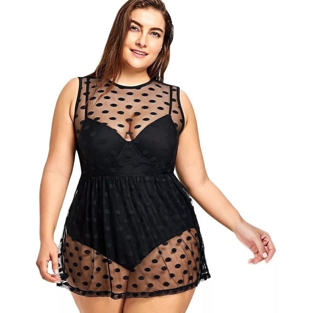 Maiô Plus Size Com Tule Poá