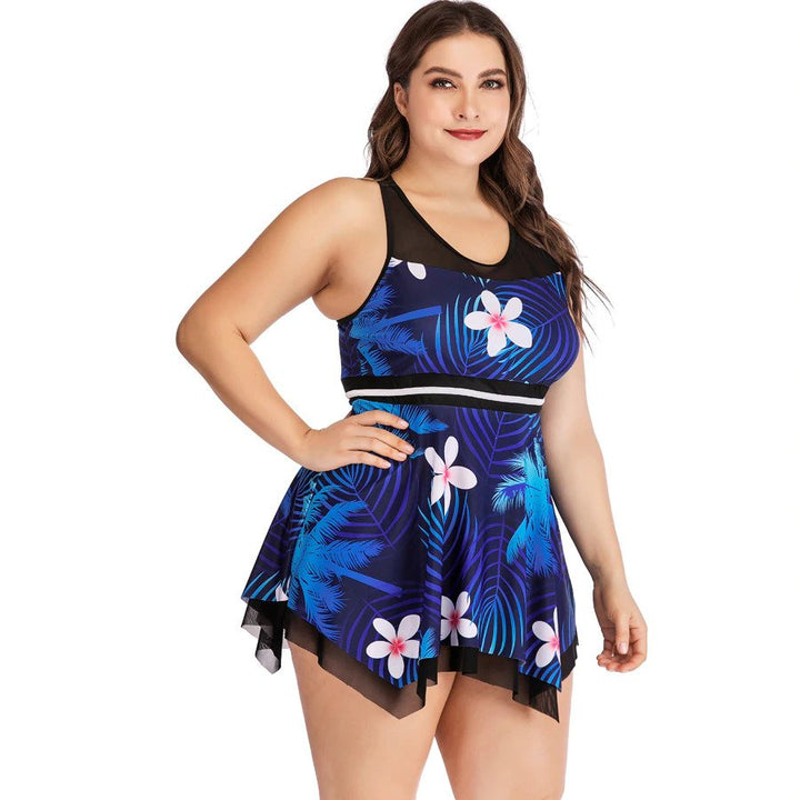 Saída Plus Size Floral Azul