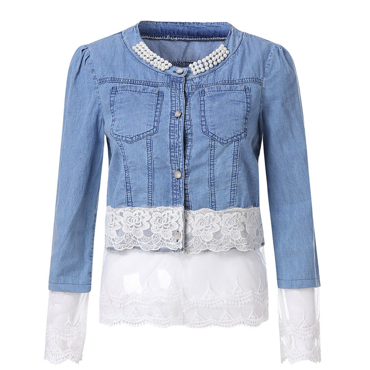 Jaqueta Jeans Renda Pérolas