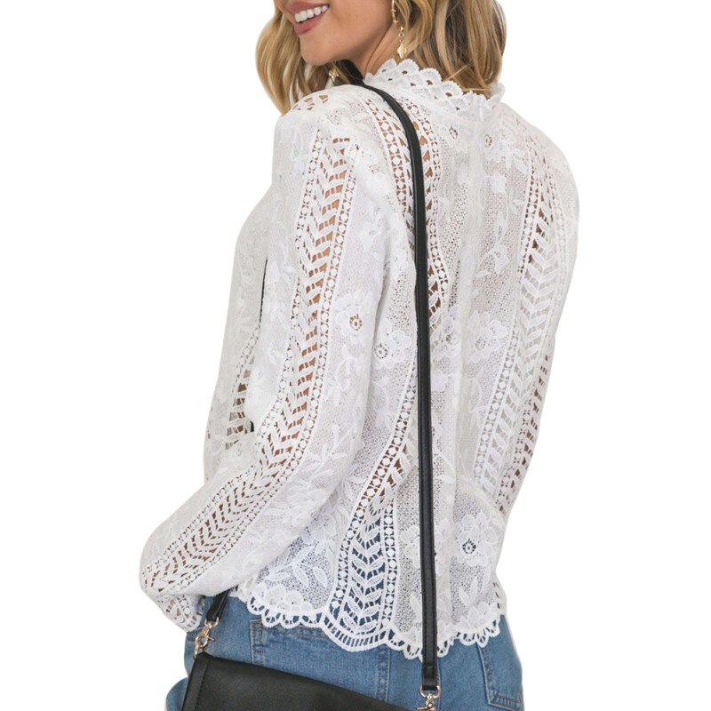 Blusa Manga Longa Bordado Branca
