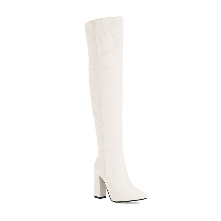 Bota Over The Knee Salto Bloco Bico Fino