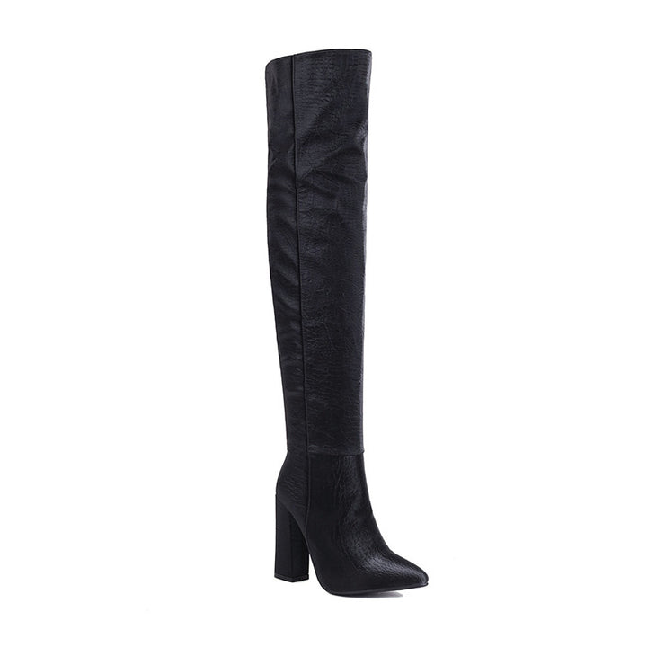 Bota Over The Knee Salto Bloco Bico Fino