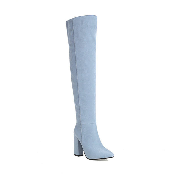 Bota Over The Knee Salto Bloco Bico Fino