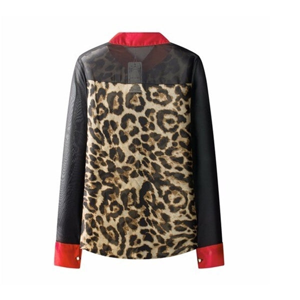 Camisa Chiffon Detalhe Leopardo
