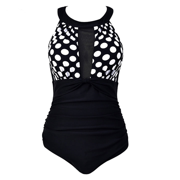 Maiô Body Decote Tule Poá Plus Size