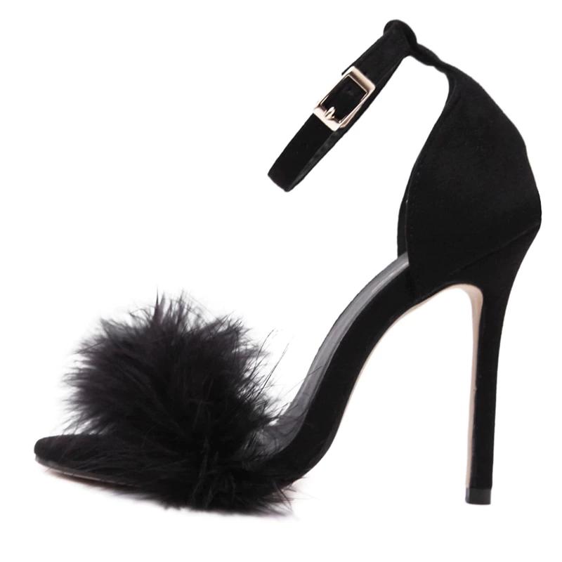 Sandália Feminina Suede Com Pelugem