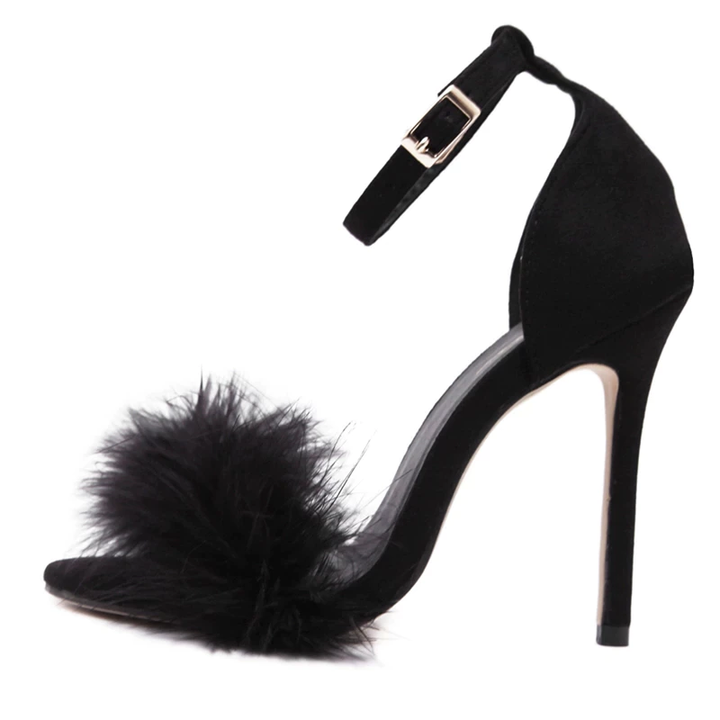 Sandália Feminina Suede Com Pelugem