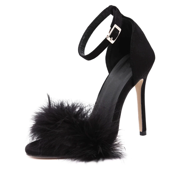 Sandália Feminina Suede Com Pelugem