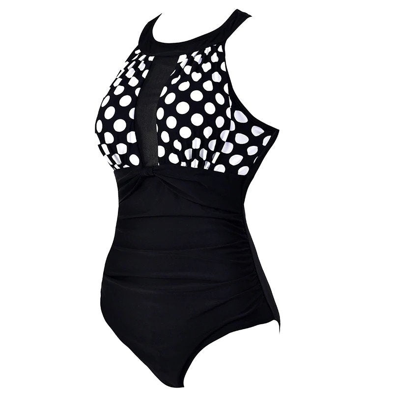Maiô Body Decote Tule Poá Plus Size