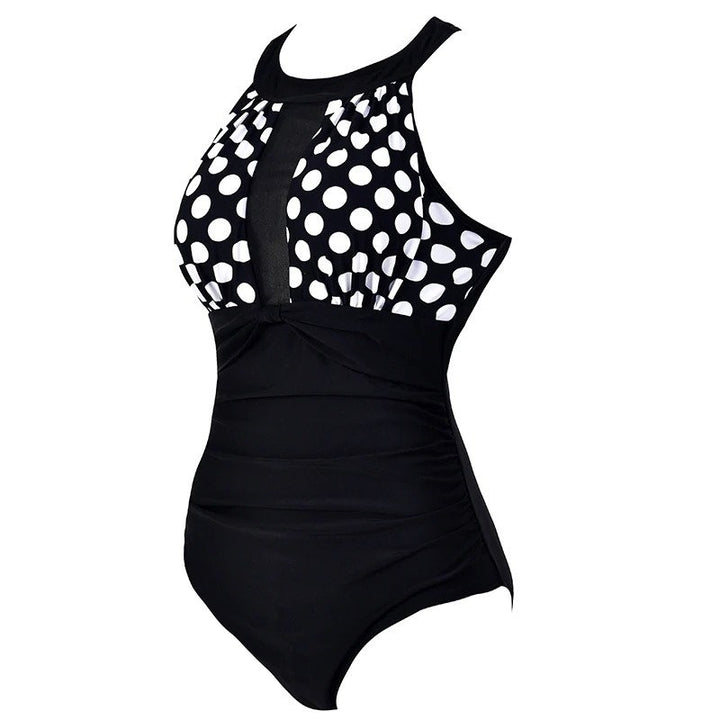 Maiô Body Decote Tule Poá Plus Size